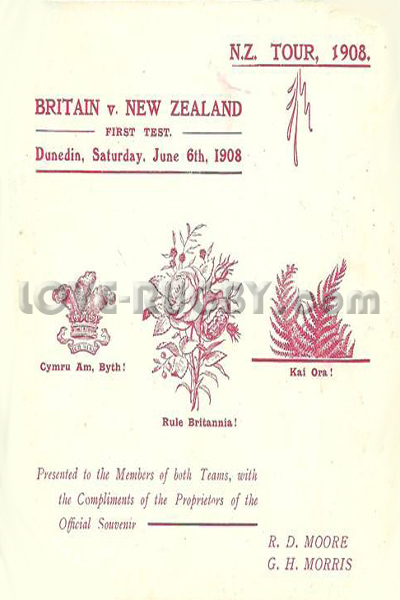 New Zealand Anglo-Welsh 1908 memorabilia